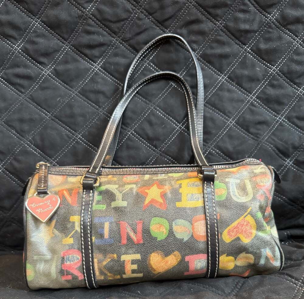 Dooney & Bourke Vintage Y2K Multicolored Graffiti Barrel Bag  Rainbow Zipper